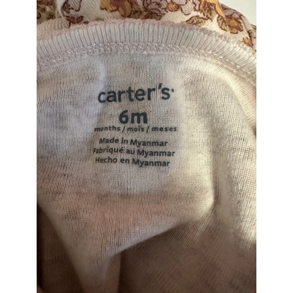 Lot of 3 Baby Girl Carter's 6 Months Floral Sleeper & Tops Bundle Blue Beige